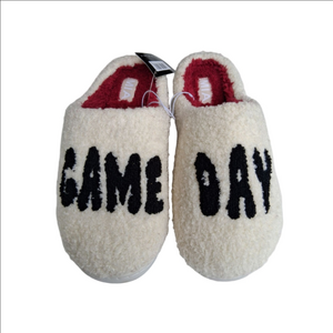 😍NWT Women's MIA Game Day Slippers Size 8/9 M/L Cream and Red